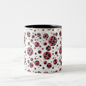 Dalmatian Black en Red met Polka Dots Tweekleurige Koffiemok (Center)