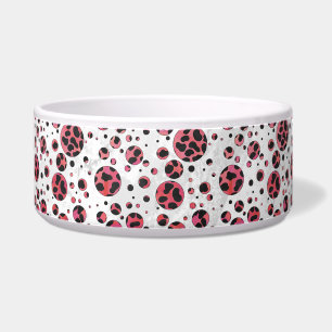 Dalmatian Black en Red met Polka Dots Voerbakje