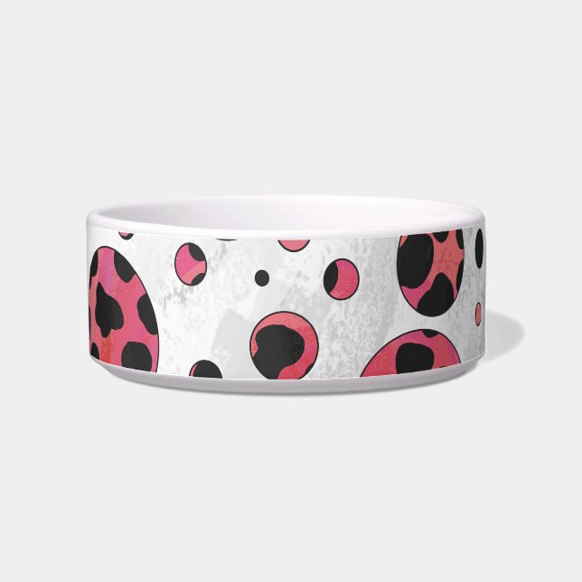 Dalmatian Black en Red met Polka Dots Voerbakje (Rechts)