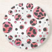 Dalmatian Black en Red met Polka Dots Zandsteen Onderzetter (Voorkant)