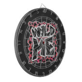 Dalmatian Black en Red met wilde mij Dartbord (Voorkant Links)