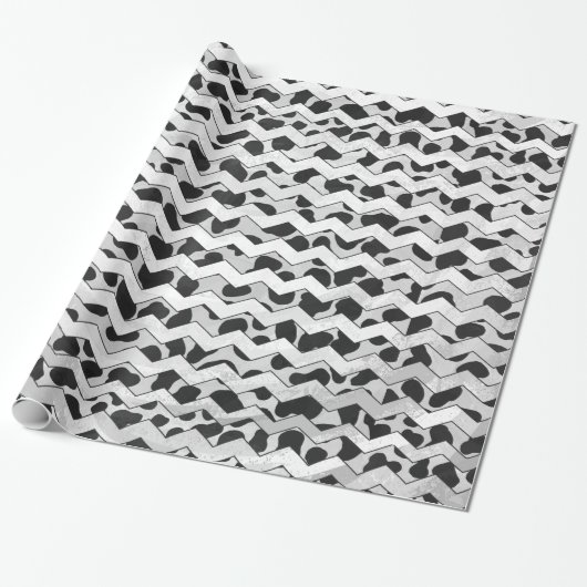 Dalmatian Black en White Chvron Cadeaupapier (Uitgerold)