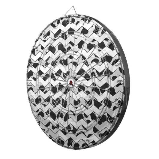Dalmatian Black en White Chvron Dartbord (Voorkant Rechts)