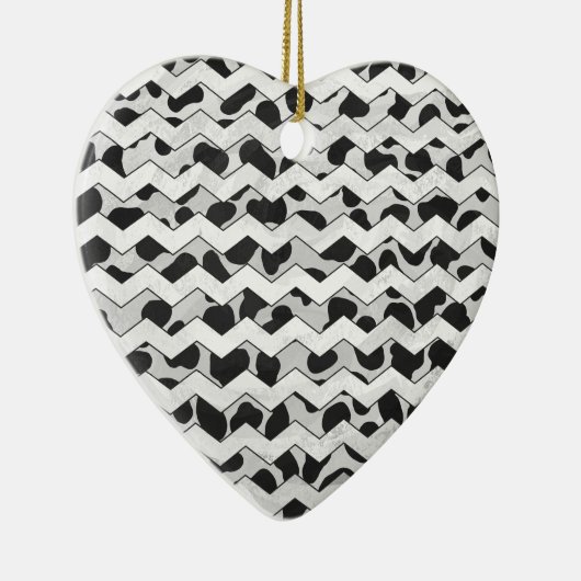 Dalmatian Black en White Chvron Keramisch Ornament (Rechts)