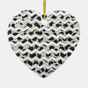 Dalmatian Black en White Chvron Keramisch Ornament