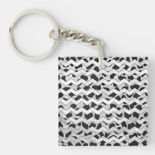 Dalmatian Black en White Chvron Sleutelhanger