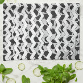 Dalmatian Black en White Chvron Theedoek (Gevouwen)