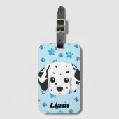 Dalmatian Blue Paw Print op maat Bagagelabel (Voorkant (verticaal))