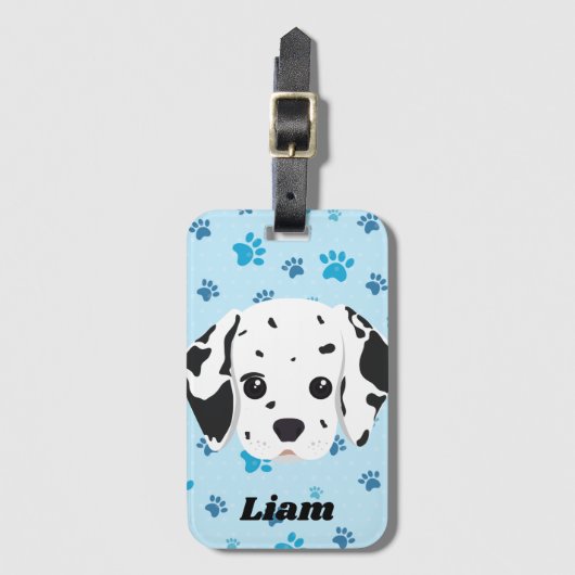 Dalmatian Blue Paw Print op maat Bagagelabel (Voorkant (verticaal))