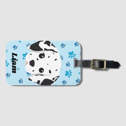 Dalmatian Blue Paw Print op maat Bagagelabel (Voorkant (horizontaal))