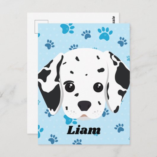 Dalmatian Blue Paw Print op maat Briefkaart (Voorkant / Achterkant)