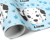 Dalmatian Blue Paw Print op maat Cadeaupapier (Rol Hoek)