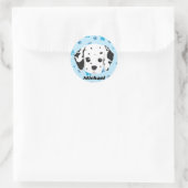 Dalmatian Blue Paw Print op maat Ronde Sticker (Tas)