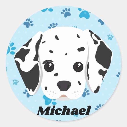 Dalmatian Blue Paw Print op maat Ronde Sticker (Voorkant)