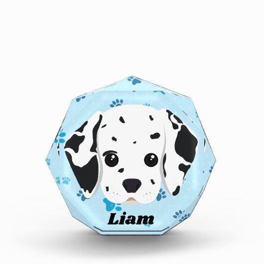 Dalmatian Blue Paw Print Personalized     Fotoblokken (Voorkant)