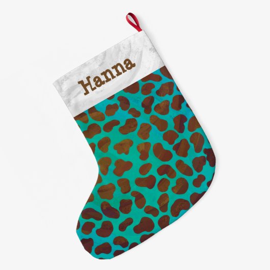 Dalmatian Brown en Blauwgroen Grote Kerstsok (Achterkant (Hangend))