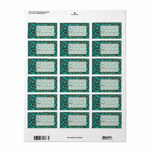 Dalmatian Brown en Blauwgroen met Monogram Etiket (Full Sheet)