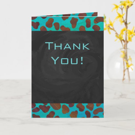 Dalmatian Brown en Blauwgroen met Monogram Kaart (Gele Bloem)