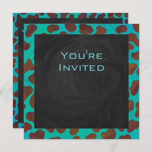 Dalmatian Brown en Blauwgroen met Monogram Kaart (Voorkant / Achterkant)