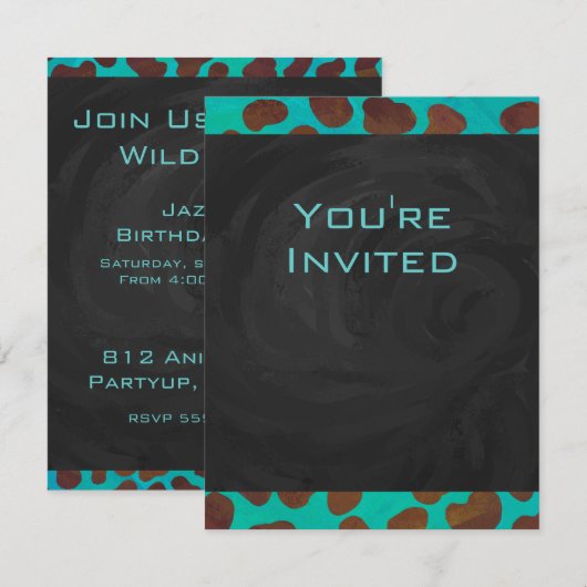 Dalmatian Brown en Blauwgroen met Monogram Kaart (Voorkant / Achterkant)