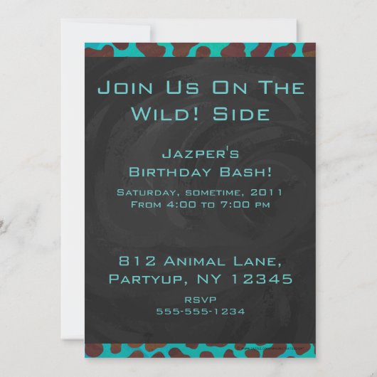 Dalmatian Brown en Blauwgroen met Monogram Kaart (Achterkant)