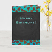 Dalmatian Brown en Blauwgroen met Monogram Kaart (Gele Bloem)