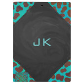 Dalmatian Brown en Blauwgroen met Monogram Klembord (Achterkant)