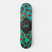 Dalmatian Brown en Blauwgroen met Monogram Skateboard (Voorkant)