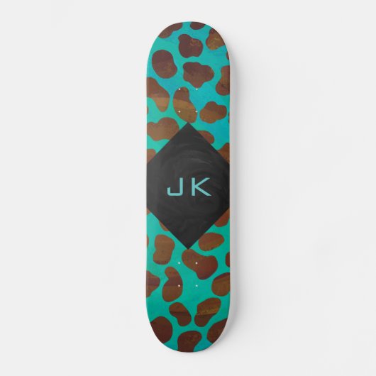 Dalmatian Brown en Blauwgroen met Monogram Skateboard (Voorkant)