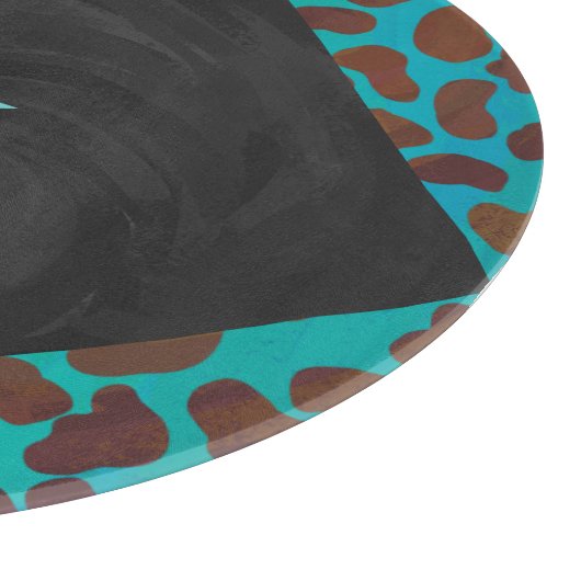 Dalmatian Brown en Blauwgroen met Monogram Snijplank (Hoek)