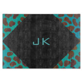 Dalmatian Brown en Blauwgroen met Monogram Snijplank (Voorkant)