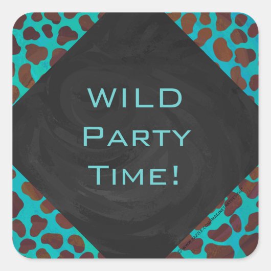 Dalmatian Brown en Blauwgroen met Monogram Vierkante Sticker (Voorkant)