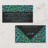 Dalmatian Brown en Blauwgroen met Monogram Visitekaartje (Voorkant / Achterkant)