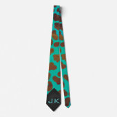 Dalmatian Brown en Blauwgroen Print Stropdas (Voorkant)