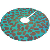 Dalmatian Bruin en Teal Print Kerstboom Rok (Gekanteld)