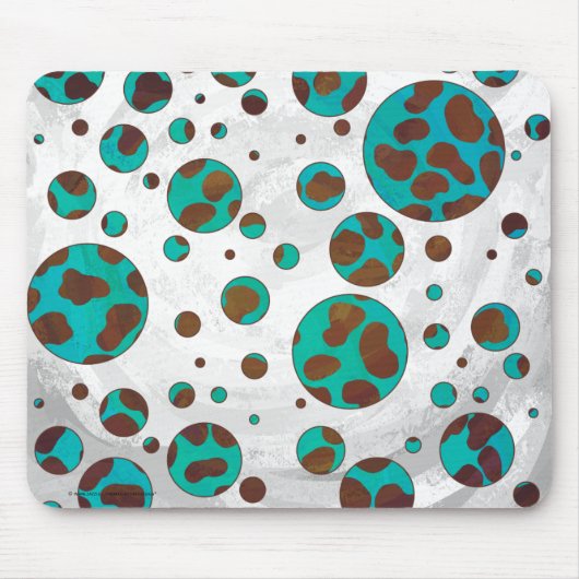 Dalmatian bruin en turquoise print muismat (Voorkant)