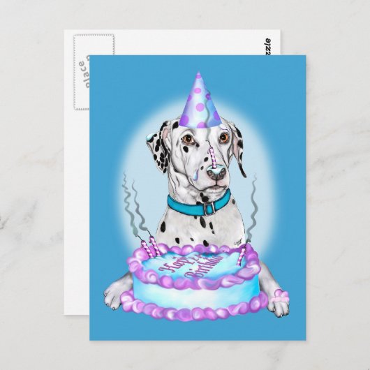 Dalmatian Cake Face Birthday Briefkaart (Voorkant / Achterkant)