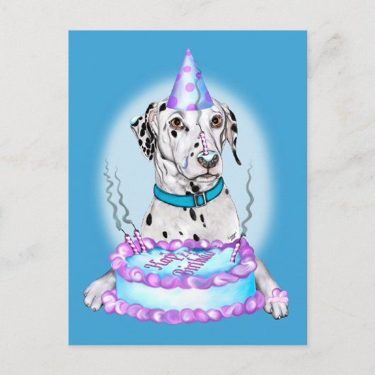 Dalmatian Cake Face Birthday Briefkaart (Voorkant)