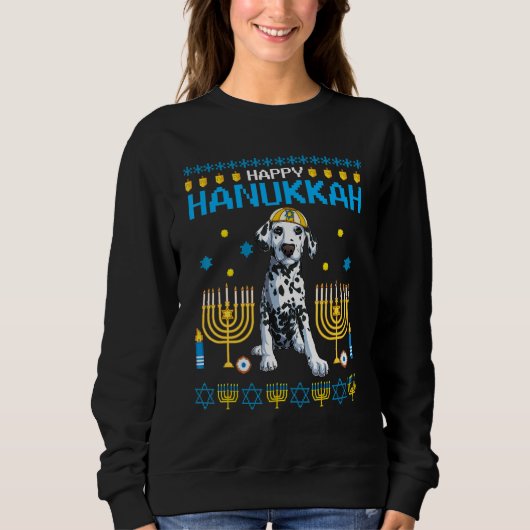 Dalmatian Chanukah Joods Oegly Hanukkah Sweater Pa (Voorkant)
