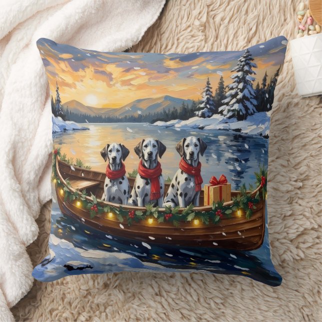 Dalmatian Christmas Boat Holiday Kussen (Deken)