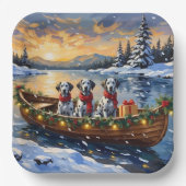 Dalmatian Christmas Boat Holiday Papieren Bordje (Voorkant)