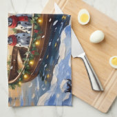 Dalmatian Christmas Boat Holiday Theedoek (Quarter Fold)