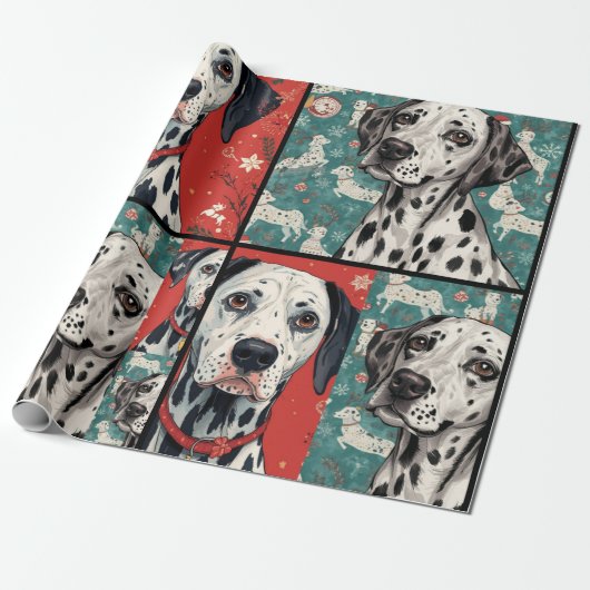 Dalmatian christmas cadeaupapier (Uitgerold)