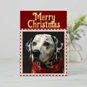 Dalmatian christmas folie feestdagenkaart (Staand Voorkant)