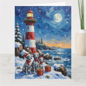 Dalmatian Christmas Lighthouse Holiday Kaart (Voorkant)