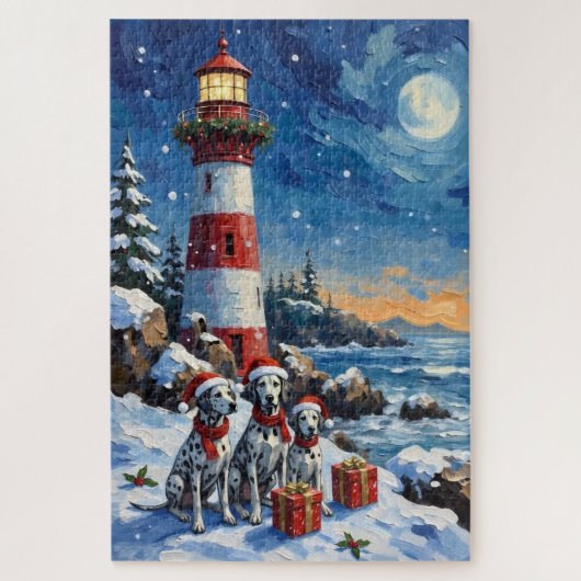Dalmatian Christmas Lighthouse Holiday Legpuzzel (Verticaal)