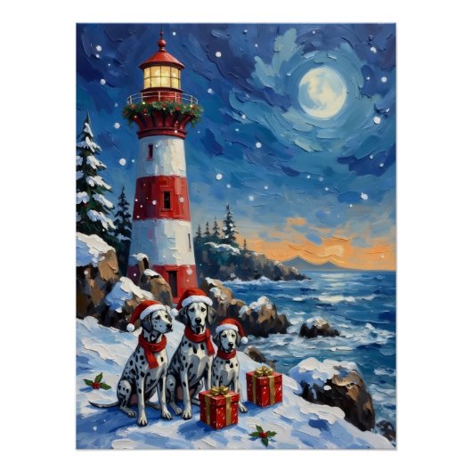 Dalmatian Christmas Lighthouse Holiday Perfect Poster (Voorkant)