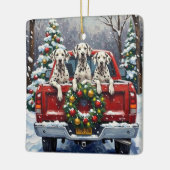 Dalmatian Christmas Red Truck Holiday Keramisch Ornament (Links)