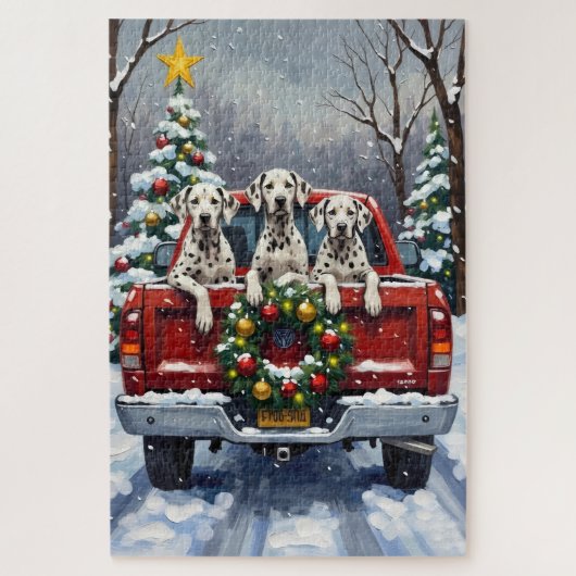 Dalmatian Christmas Red Truck Holiday Legpuzzel (Verticaal)