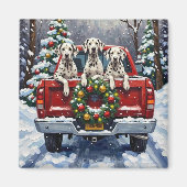 Dalmatian Christmas Red Truck Holiday Magneet (Voorkant)